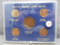 U.S. Type Cents. Includes 1857 Flying Eagle, 1904