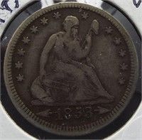 1853 Seated Silver Quarter.