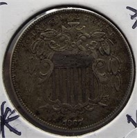 1867 5 Cent Shield Nickel - No Rays.