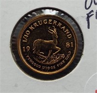 1981 South Africa 1/10th Ounce Gold Krugerrand.
