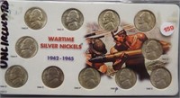 UNC 11 Piece Jefferson War Time Silver Nickel