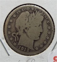 1912-S Barber Silver Half Dollar.