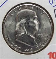 1955 BU UNC Franklin Silver Half Dollar.