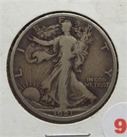 1921-S Walking Liberty Silver Half Dollar.