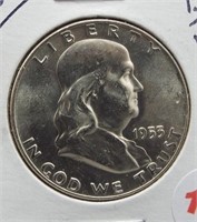1955-D BU UNC Franklin Silver Half Dollar.
