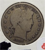 1906-D Barber Silver Half Dollar.