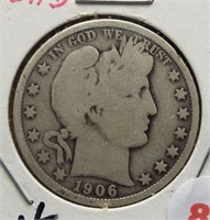 1906 Barber Silver Half Dollar.