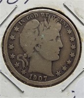1907 Barber Silver Half Dollar.
