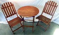 Wood folding table and chairs for 2 people