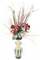 Tall Artificial Arrangement in Metal Decor Vase