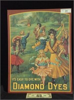 Vintage Diamond Dyes tin advertising sign.