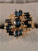 14k Gold Diamond And Sapphire Ring 3.8 Dwt