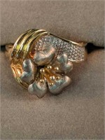 14k Gold Flower Form Ring Diamonds 3.4 Dwt