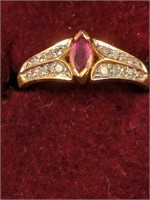 14k Gold Ruby And Diamond Ring 2 Dwt