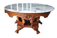 Antiique Marble Top Round Cocktail Table