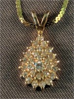 14k Gold Necklace With Diamond Pendant 1.1 Dwt