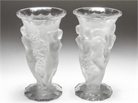 Lalique Crystal "Three Graces" Vases, Pair
