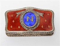 Napoleonic Silver & Enamel Compact w. Fleur-de-Lis