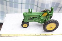 Cast Metal John Deere Toy Tractor w/ Rider