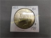 1922 Peace Silver Dollar - AU
