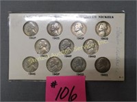 (11) US WWII Silver Nickels