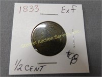 1833 1/2 Cent - ExF