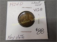 1924D Lincoln Wheat Cent - VG8 Key Date
