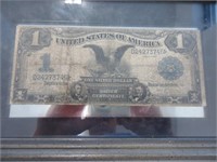 Black Eagle $1 Silver Certificate in shadow box