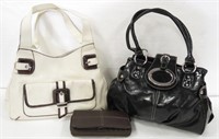 (2) Faux Leather Handbags & Liz Claiborne Wallet