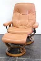 STRESSLESS Faux Leather Consul Recliner w/ Ottoman