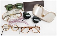 (6) Pairs of Glasses and Vintage Vinyl Glass Case