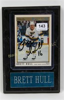 Brett Hull autographed card on plaque