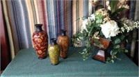 3 Vases & Flower Arrangement