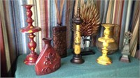 8 Pieces: Vases, Candle Holders & Decor