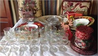 Christmas Lot: 15 Glasses, Platters, Trays,