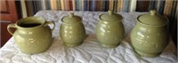 Longaberger Pottery 3 Canisters (1 Has Chip) &