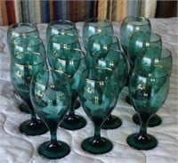 15 Lenox Green Goblets With Gold Rim 7" Tall