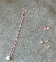 Sterling Silver Ladies Necklace & 5 Earrings