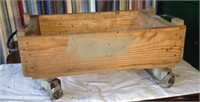 Wood Box On Heavy Casters 26" X 15 1/2"  6" Deep
