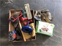 Misc selection of tools, weights, gloves ++