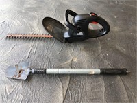 Black & Decker hedge trimmer & small shovel