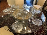 23pcs clear glass stemware & more