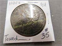 1881s Morgan Silver Dollar - AU Toned