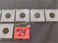 1860, 62, (2) 63, 73 Semi Key Indian Cents