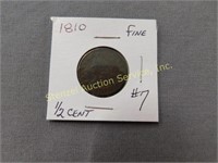 1810 1/2 Cent - Fine