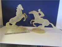 Frosted Glass Horse Figurines