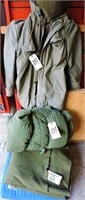 Army Supply Lot Sleeping Bag, Jacket, 2 Blankets