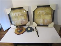 Misc. Lot-2 Framed Plaque, Tape Measure, Watch,etc