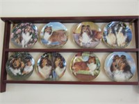 8 Plates # Collie Collection w/Wall Rack from TIME