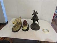 3 Items-Cowboy on Rearing Horse, Lg. Horse & Colt,